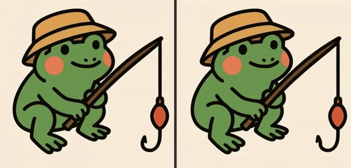 Тест на IQ: знайдіть 3 відмінності на картинці жаби з вудкою за 31 секунду