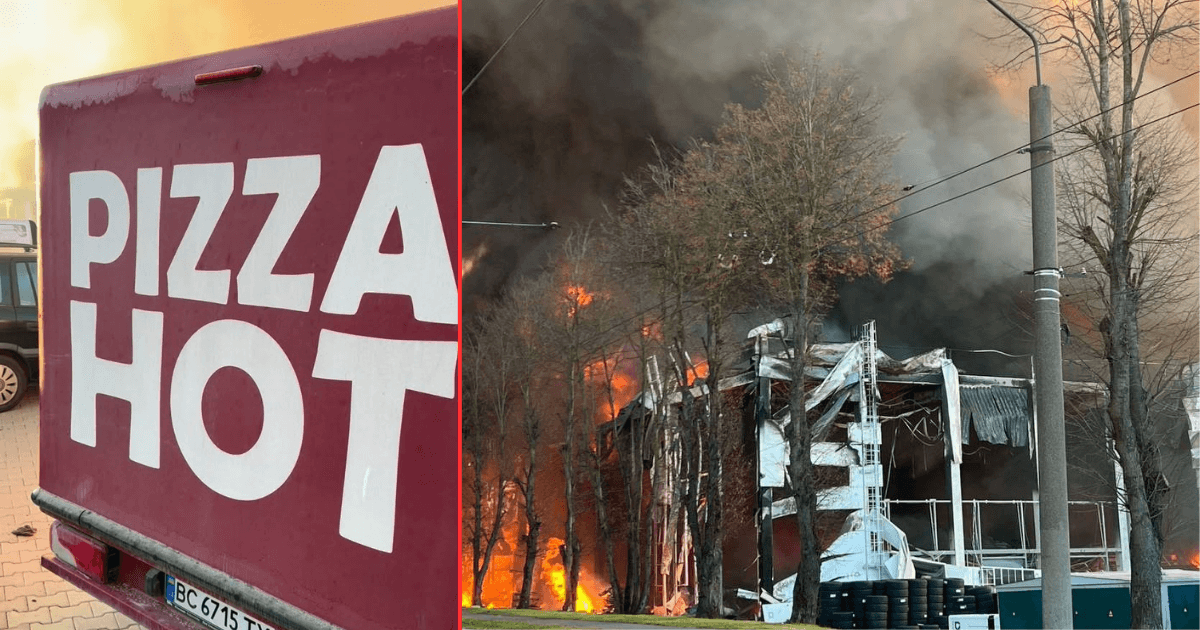 Пожар во Львове после массированной атаки: сгорела фабрика новой сети пиццерий (видео)