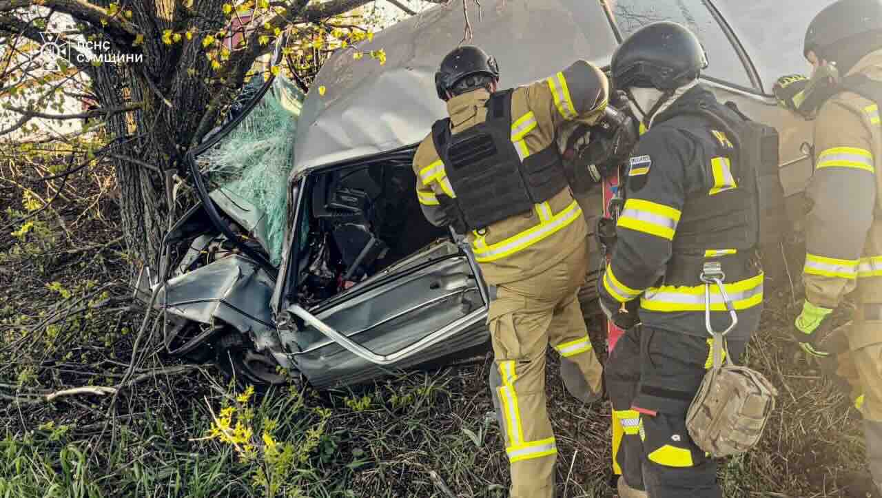 Авто влетіло в дерево: водія затисло в салоні — рятували ДСНС