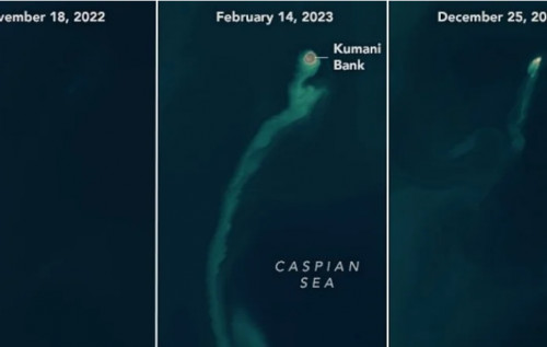 Супутники побачили у Каспійському морі загадковий острів-привид