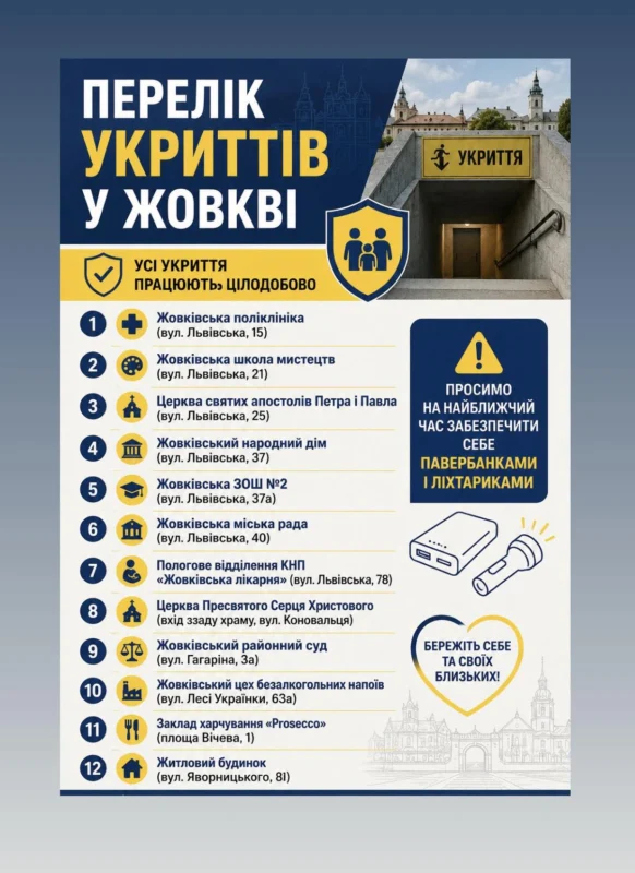 Де у Жовкві є укриття