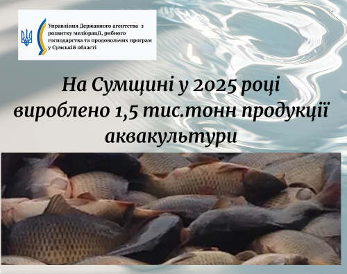 На Сумщині за рік виростили майже 1,5 млн кг риби