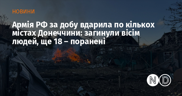 Армія РФ за добу вдарила по кількох містах Донеччини: загинули вісім людей, ще 18 – поранені