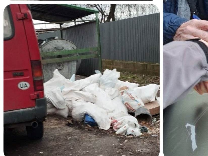 У Луцьку чоловік з автівки підкидав сміття до чужих контейнерів (Фото)