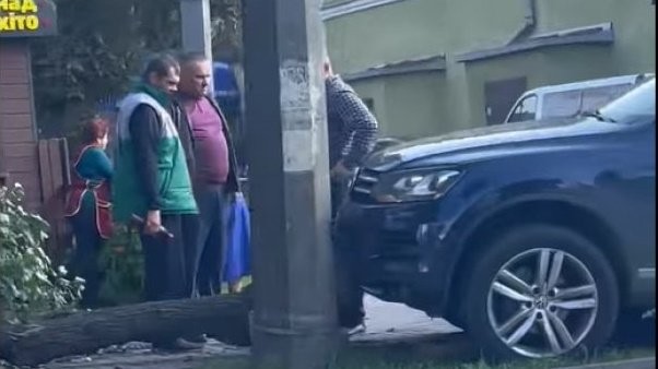 У Луцьку Touareg зніс дерево: за кермом був заступник начальника судової охорони