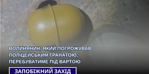 Волинянин, який гранатою вдарив жінку і погрожував копам, сидітиме під вартою