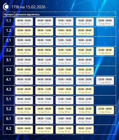 Які ГПВ діятимуть на Сумщині 15 лютого?