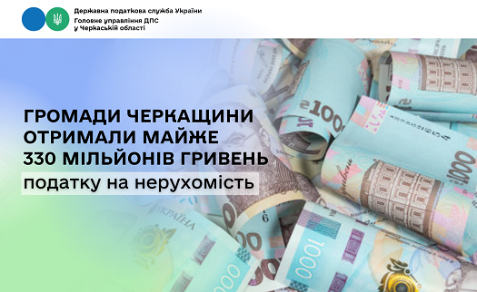 328 млн грн податку на нерухомість отримали бюджети Черкащини за 11 місяців 2025 року