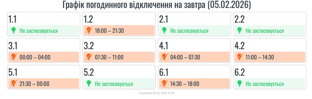 Не для всіх черг: сьогодні, 5 лютого, на Прикарпатті будуть діяти ГПВ