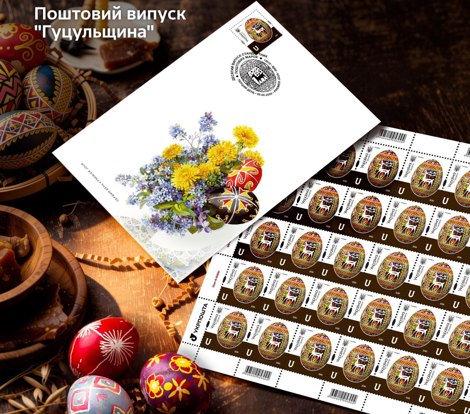 Введено в обіг поштову марку, присвячену гуцульській писанці