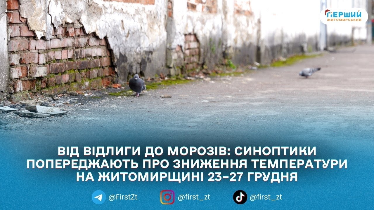 На Житомирщині прогнозують різке похолодання до –13 °C та сніг наприкінці тижня