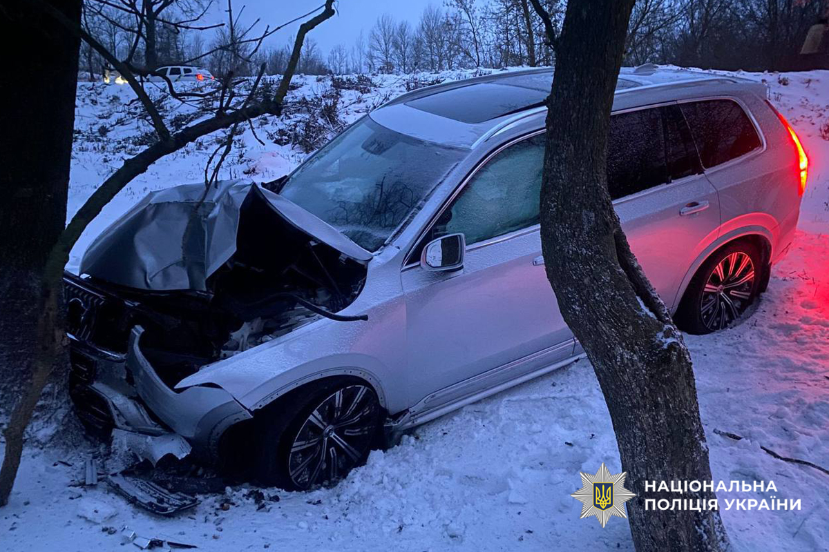 На Звенигородщині водій не впорався з кермуванням та в’їхав у дерево (ФОТО)