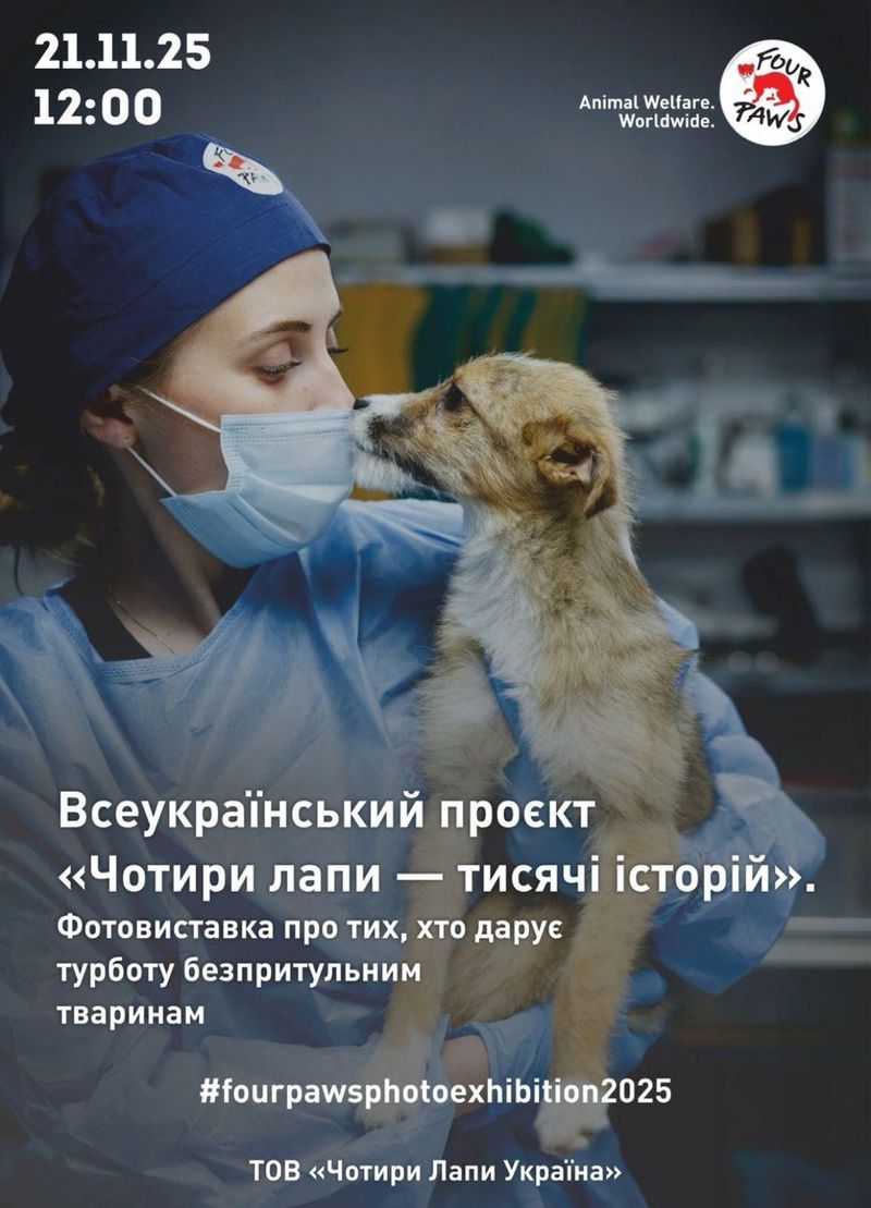 «Чотири лапи – тисячі історій» - таку фотовиставку відкриють у Вінниці.