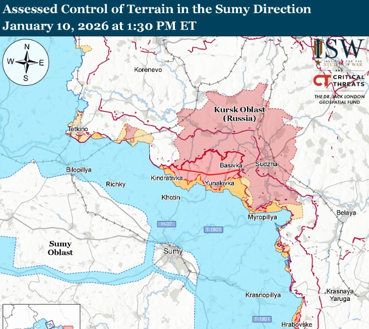 Спроби наступу та хаос у підрозділах рф: ISW про бої на кордоні Сумської області