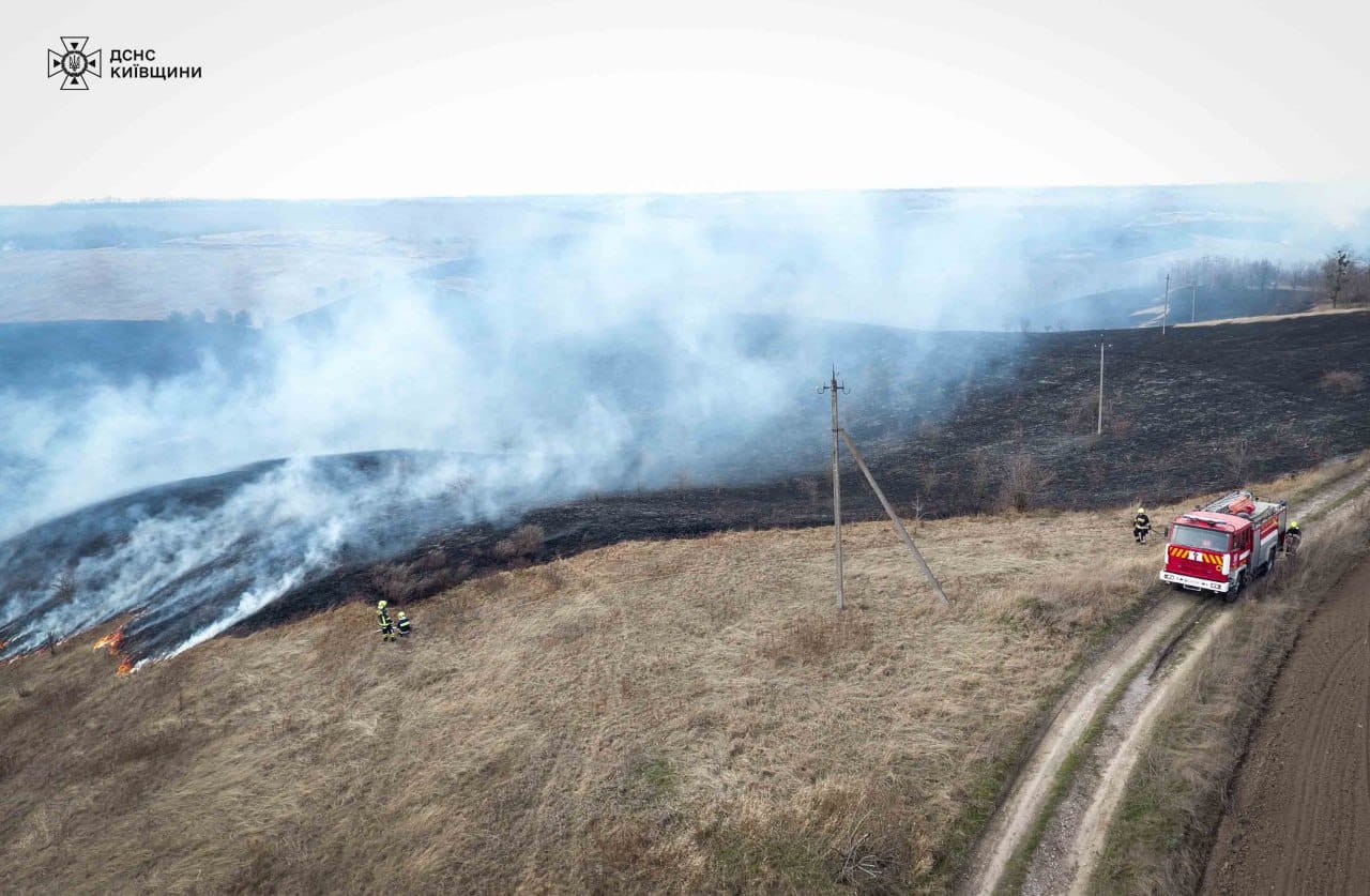 В Киевской области потушили масштабный пожар: горело 10 гектар (ФОТО)