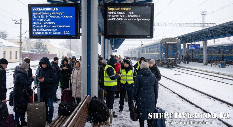 Після обстрілів через Шепетівку перенаправили потяг, кілька затримуються через погоду