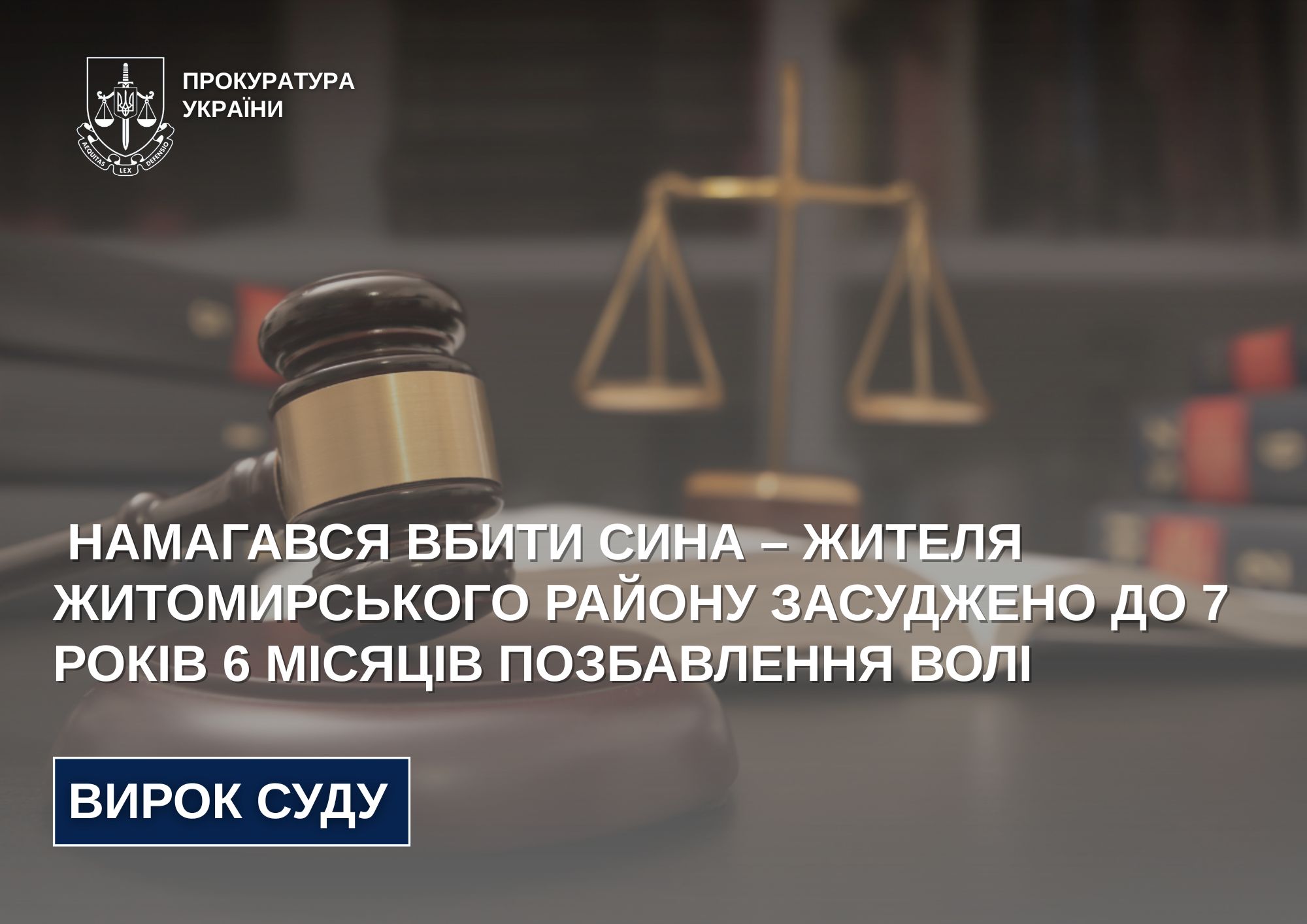 На Житомирщині засуджено 57-річного батька, який намагався вбити сина, - прокуратура