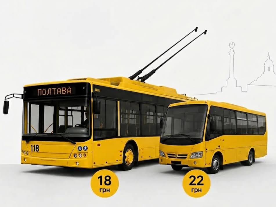 Із 25 серпня проїзд у тролейбусах Полтави – 18 грн, у автобусах – 22 грн: міськвиконком ухвалив рішення