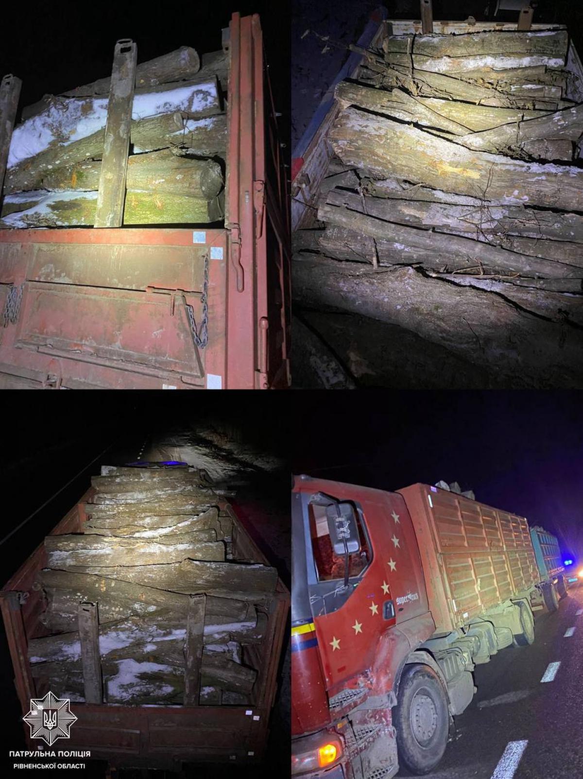 На Дубенщині патрульні зупинили вантажівку з деревиною без документів