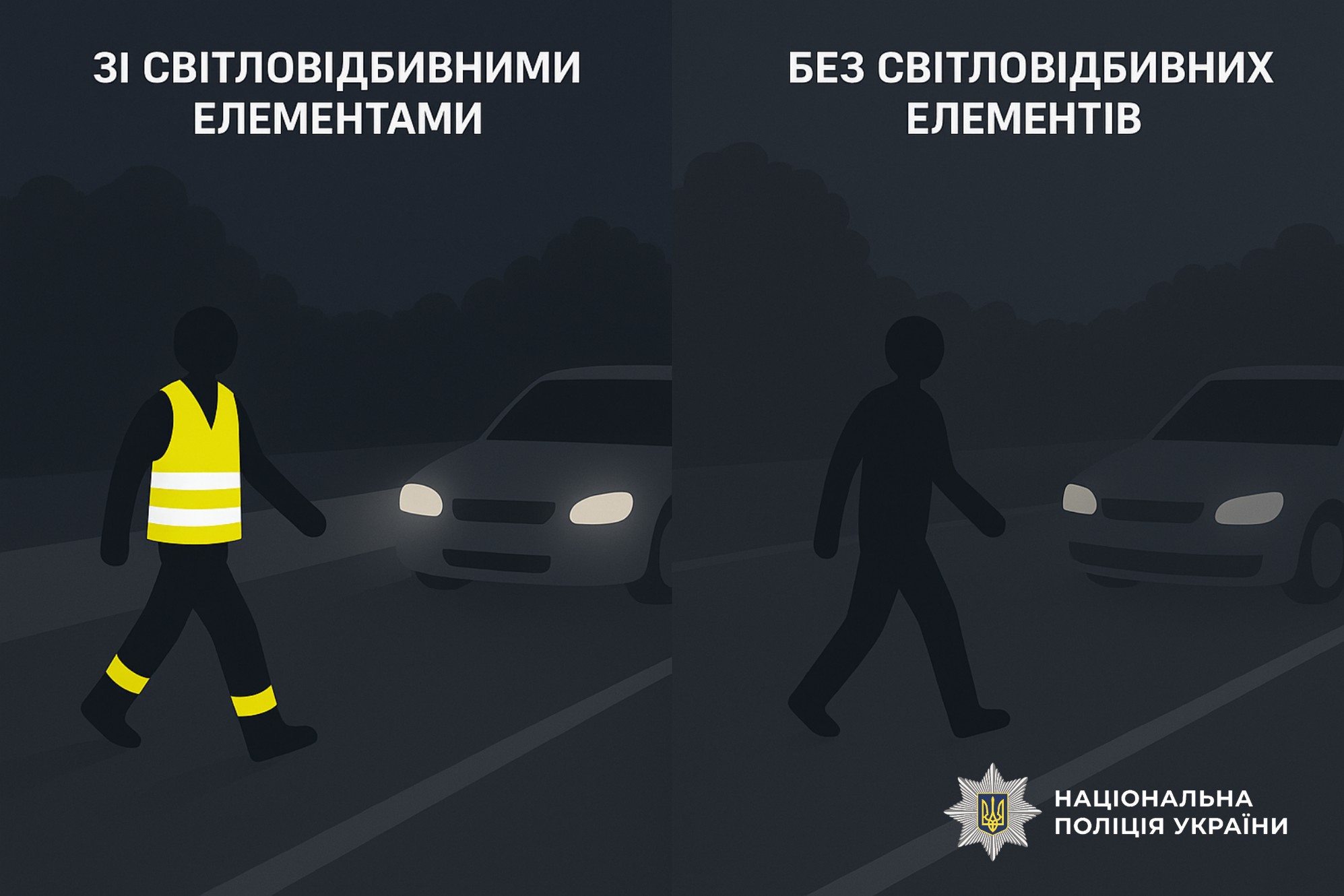 Поліцейські Кам’янського нагадують громадянам про використання світловідбивних елементів