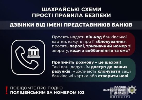 «Подвійний захист» вартістю у понад 100 тисяч гривень: житомирські поліцейські застерігають громадян від схеми шахрайства