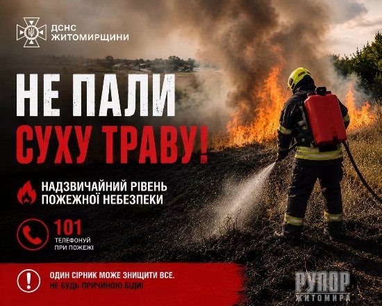 На Житомирщині за вихідні рятувальники ліквідували 11 пожеж сухої рослинності