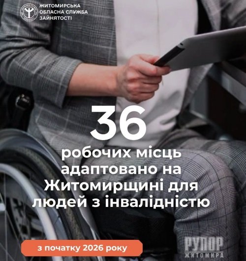 На Житомирщині 27 роботодавців отримали компенсацію за облаштування робочих місць для людей з інвалідністю