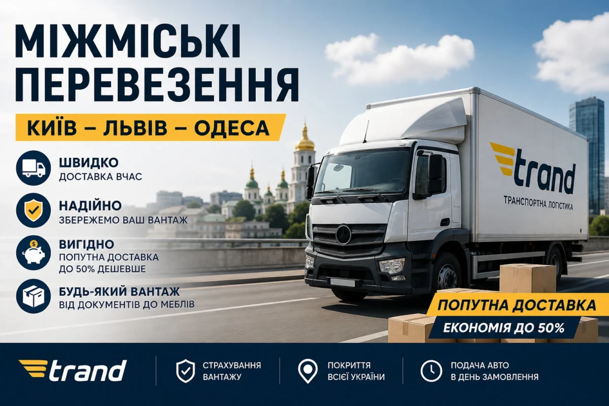Міжміські перевезення Київ — Львів — Одеса: як заощадити 30–50% через попутну доставку у 2026 році