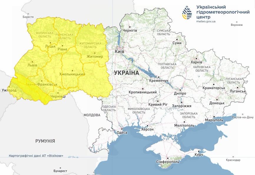 На захід України насувається негода: очікуються грози, град та сильний вітер