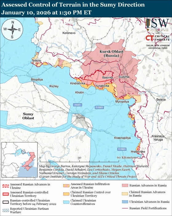 Россияне продвинулись в Сумской области, но у них нет еды и воды — ISW