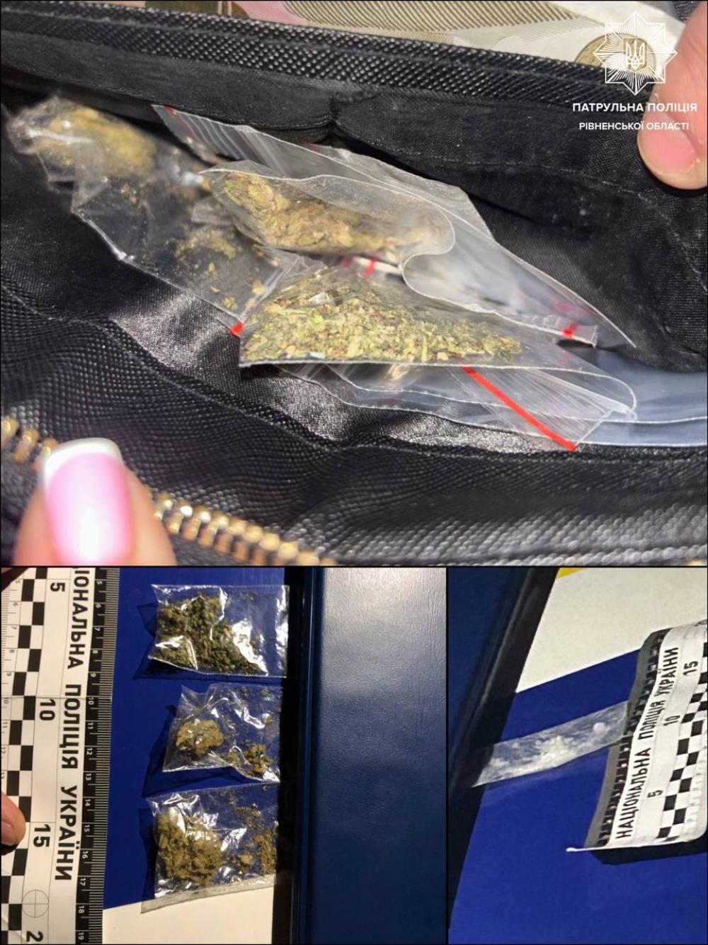 У Рівному у 18-річної пасажирки авто патрульні виявили чотири пакетики з наркотиками