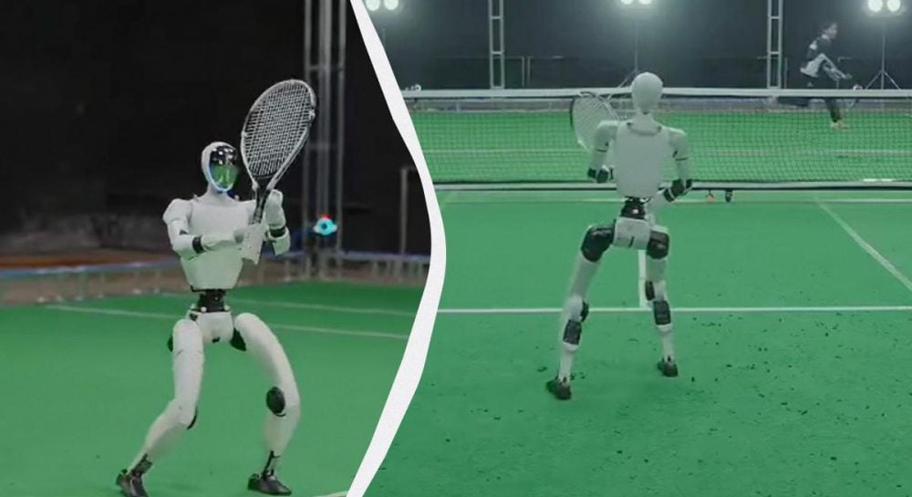 Уже соревнуется с людьми: в Китае гуманоидный робот научился играть в теннис (видео)
