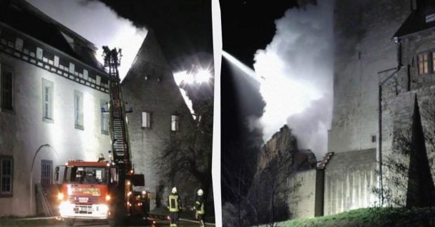В Германии пожар уничтожил часть исторического замка 12-го века