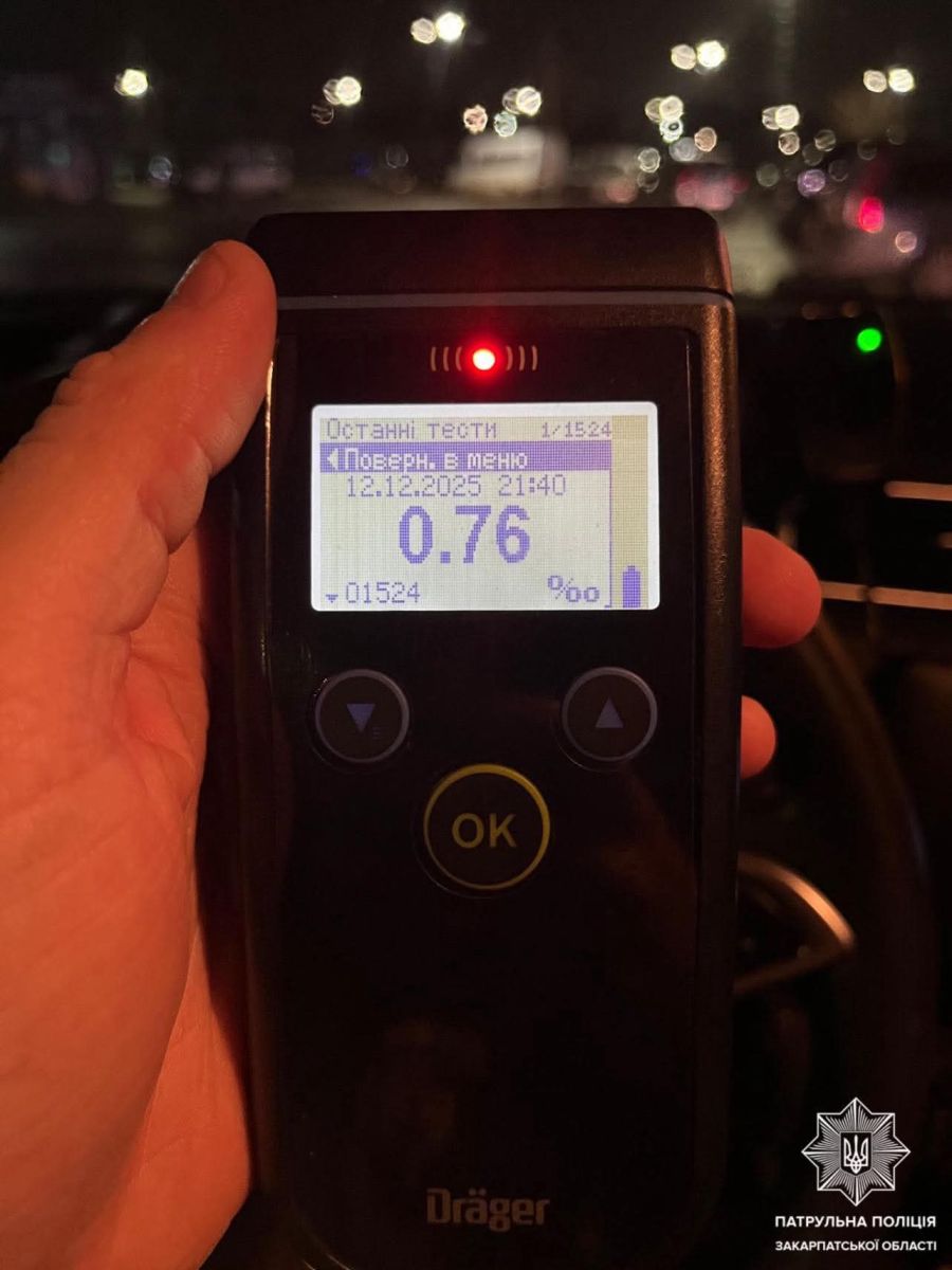 Патрульна поліція Закарпаття притягнула до відповідальності нетверезого водія в Ужгороді