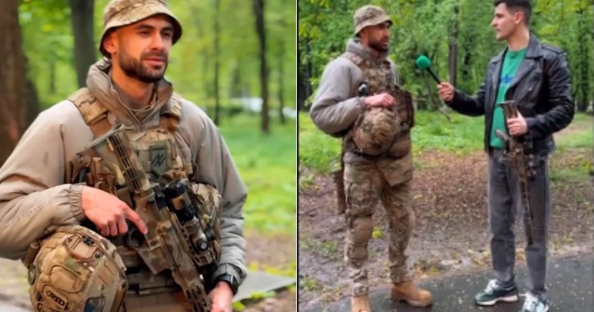 Украинский военный рассказал Николасу Карме о своем луке (видео)