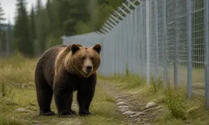 Медведь прокопал лаз под ограждением на восточной границе Финляндии